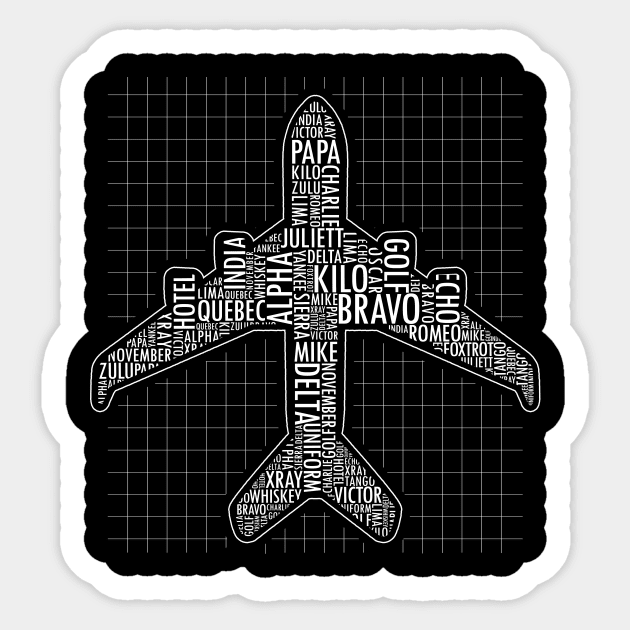 Phonetic Alphabet Airplane Pilot Flying Aviation Sticker by theperfectpresents